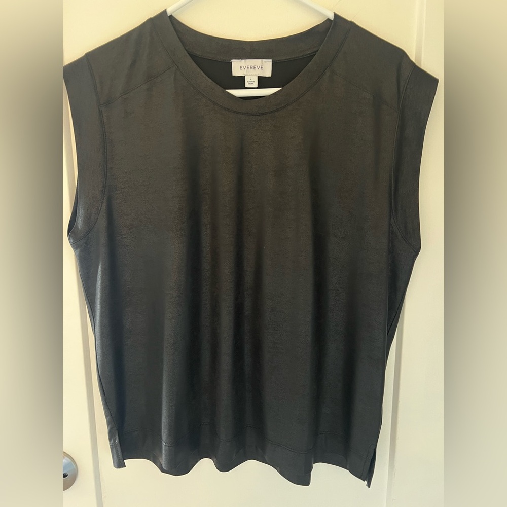 Evereve Black Sleeveless Coated Tank Top